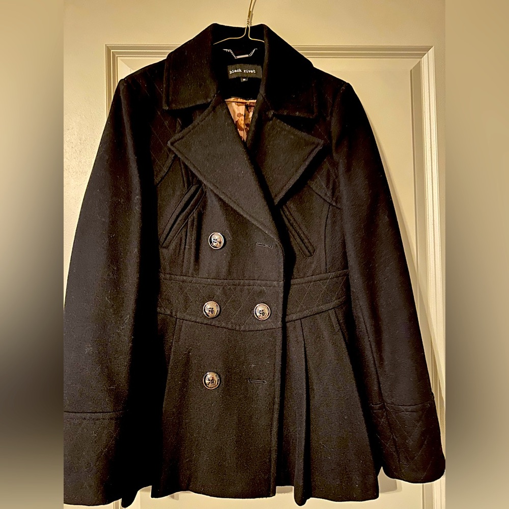 Black rivet wool peacoat. Size medium